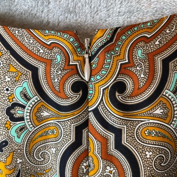 J. Crew Vintage Inspired Mod Boho Psychedelic Paisley Shift Dress Silk Size 4 - Picture 6 of 9